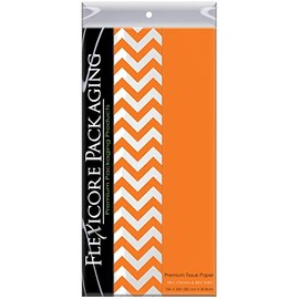 Flexicore Packaging Orange Gift Wrap Tissue Paper | Size: 15 Inch X 20 Inch | Count: 100 Sheets | Color: Solid Orange & Chevron