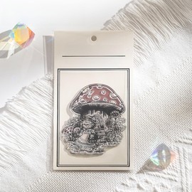 Elegirl Glitter Animal Design Clear Handbook Stamp DIY Decorative Rubber Stamp (Bear Mushroom House)