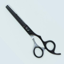 Professional Hair Thinning Scissors 6.5” – Japanese 440C Stainless Steel Texturizing Shears with Razor Edge Blade – Barber & Salon Cutting Tool – SharpGlam Elite Instruments (DuoEdge Black+Silver)