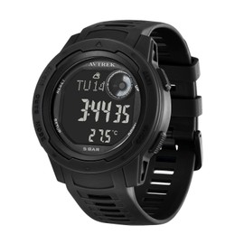 AVTREK Sport Watches for Men, 50m Water Resistant, Altimeter, Barometer, Compass, Thermometer, Pedometer, World Time, Stopwatch, Countdown, Alarm, LED Backlight, Distance in km/Miles (Black)