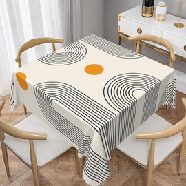TTQYFNM 60x60inches Boho Mid Century Square Tablecloth Minimalist Abstract Arch Simple Sun Modern Art Table Cloth Washable and Reusable Fabric Table Cover for Apartment Kitchen Dining Room Home Decor