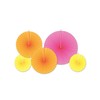 Beistle Colorful Tissue Paper Fans, Pink/Orange/Yellow - 5pcs
