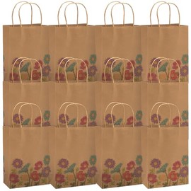 Fun Express - Med Love In Bloom Craft Bags for Wedding - Party Supplies - Bags - Paper Gift W & Handles - Wedding - 12 Pieces
