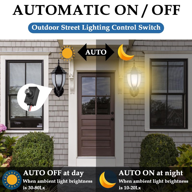 ZDRU 2Pcs Hard-Wired Post Eye Light Control Sensor, 100-277V Auto