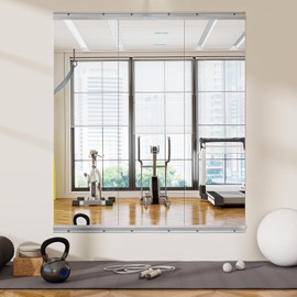 VooBang Home Gym Mirror - 3 PCS 16×56 inches, Large Frameless Wall Mounted Full Length Body Mirror for Dancing Studio, Exercise, Fineness, Yoga, Tempered Glass