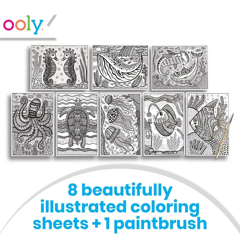 Hidden Colors Magic Paint Sheets (9 pc Set)- Magic Ocean