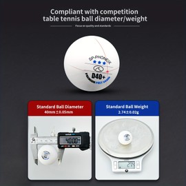 SPP 3 Star 6PCS Table Tennis Balls Professional Pingpong Ball Training Ball 40+ Ping Pong Balls for Competition and Recreational Play with a Bag (White)