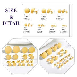 Feilok 7 Pairs Women Stud Earrings for Mens Huggie Hoop Earrings Ear Piercing gold Stainless Steel