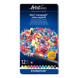 Staedtler M12 Colored Pencils, Mars, Lumograph, Watercolor Pencils, Set of 12 Colors, 104