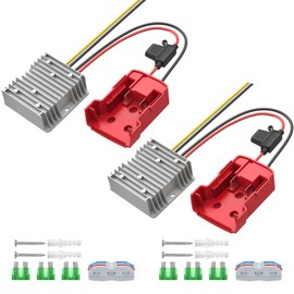 18V to 12V Step Down Converter Compatible with Milwaukee 18V Battery, DC Voltage Regulator 12V 20A 240W Automatic Buck Converter with 30A Fuse & Wire Terminal (2-Pack)