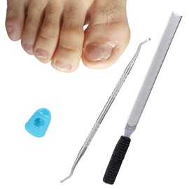 IDOU 3-in-1 Nail File Kit: Heavy Duty Toe Nail Files for Thick Nails & Seniors with Ingrown Lifter, Thumb Guard | Non-Slip Metal Emery Boards for Nails