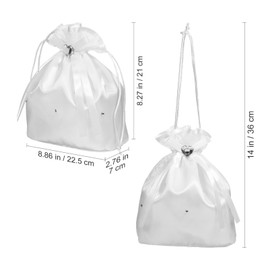 SHINEOFI Brauttasche 1 Stück Satin-Hochzeitsgeldbeutel Brauttasche Für Den Hochzeitstag Satin-Kordelzugbeutel Für Brauthandtasche Brautjungfern-Puppentasche