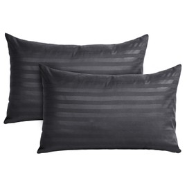 BedLooms Charcoal Pillow Cases 2 Pack - 100% Microfiber Envelope Closure Stripe Pillow Cases 50x75cm Premium Hotel Quality Anti Allergy Pillow Cover