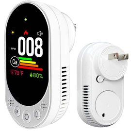 LSENLTY Upgraded Plug in Combination Natural Gas Leak Detector and Carbon Monoxide Detectors, 4-in-1 Plug-in Wall Design CO & Gas Detector with HD Screen&Indicator& 85dB Alarm for Home, Kitchen, RV