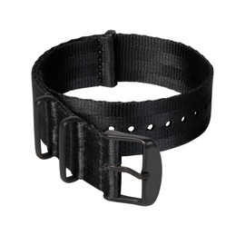 Archer Watch Straps - Seat Belt Weaved Nylon Military Style Watch Strap (Black, Matte Black, 22mm)