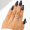Sethexy Long Coffin Black False Nails Handmade Rhinestone Cat Eye