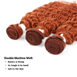 26 Inch #350 Ginger Color Deep Wave Bundle 100% Human Hair One Bundle Hair Extension for Women