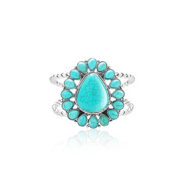 SUNGXIU Turquoise Jewelry Set for Women - Turquoise Necklace Earrings Bracelet Boho Jewelry Set Teardrop Turquoise Bracelet