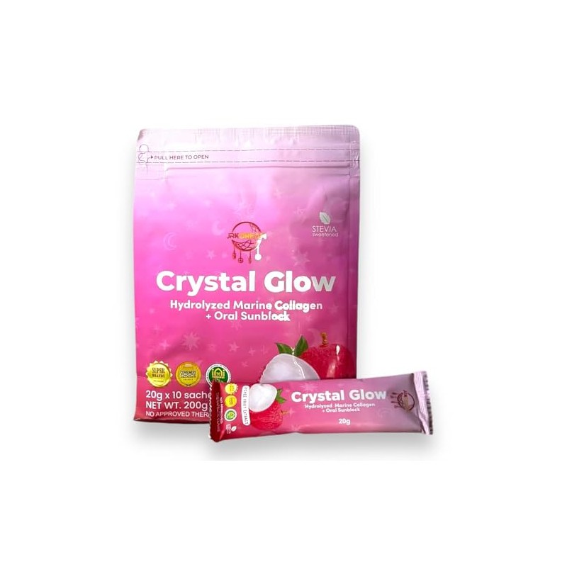 1 Crystal Glow Lychee Fruit Extract 50,000mg Hydrolized Marine Collagen