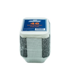 Caterpack Foil Trays With Lids, Small, Disposable Food Containers, 12.5cm x 10cm, Pack of 46