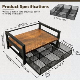 OIHYA Tea Bag Organizer with 6 Compartments Storage Drawer for Kitchen