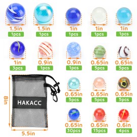 SallyFashion 85PCS Glass Marbles for Kids, with Drawstring Bag, Assorted Sizes for Party Favor Stocking Stuffer, Board Game, Planet Theme