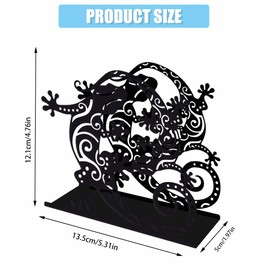 SUPERDANT Napkin Holder with Two Geckos for Tables Napkin Holder Made of Iron with Animal Motif Napkin Holder with Openwork Design Napkin Stand with Gecko Motif Decor for Kitchen