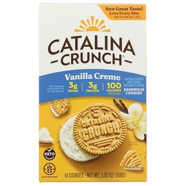 Catalina Crunch Vanilla Creme Sandwich Cookies, 5.9oz (14 cookies) | Low Carb, Low-Sugar, Keto Snacks