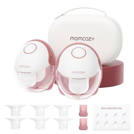 Momcozy M6 Breast Pump Hands Free Mobile Style, Wearable Breastfeeding Pump Ideal Rhythm for More Milk, DoubleFit Flange More Fit & Discreet with 3 Modes & 9 Levels, 24mm 2 Count, Red