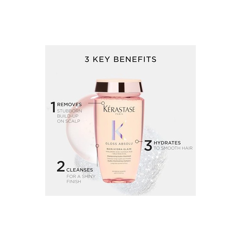 Kérastase Gloss Absolu Bain Hydra-Glaze Shampoo, Illuminating Anti-Frizz Cleanser With