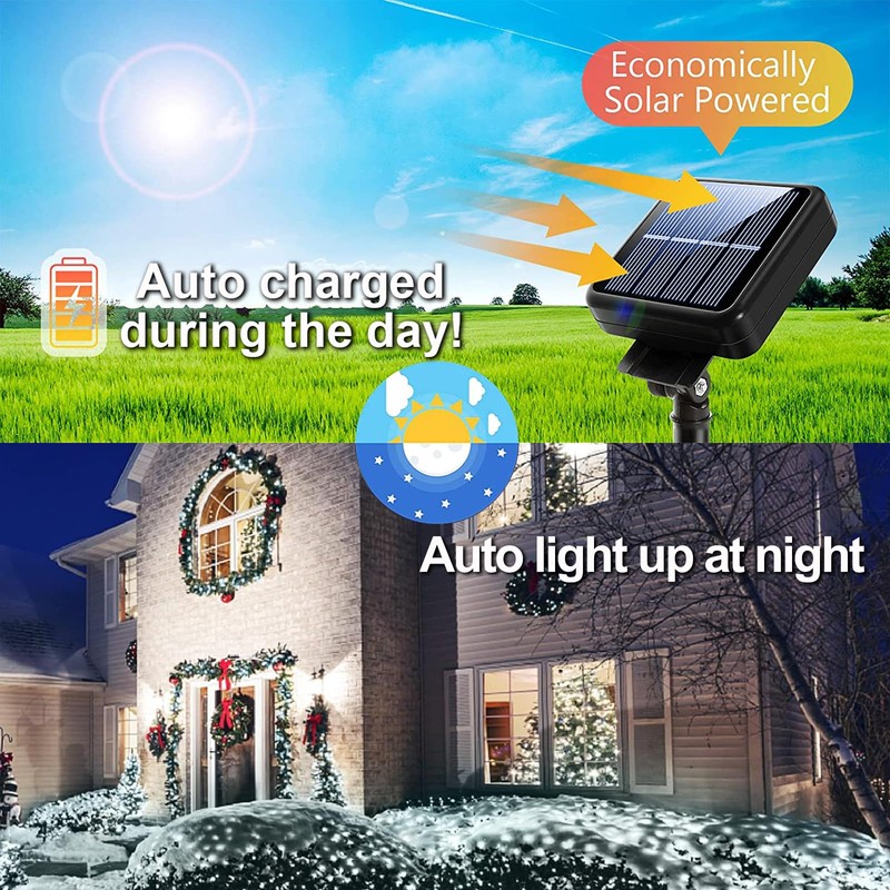 YAOZHOU Solar Christmas String Lights Outdoor Waterproof, 2Pack Total 144FT