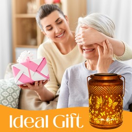 Butterfly Solar Lanterns Outdoor Garden Ornaments Birthday Gifts for Women Mom Grandma Unique，Metal Solar Decoration Outside for Yard, Patio, Backyard, Porch