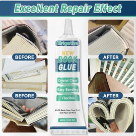 Book Glue, Book Binding Glue, Clear Glue for Book Repair and Bonding, Envelopes, Postcards, Paper Craft Greeting Cards, Invitations and Crafts DIY