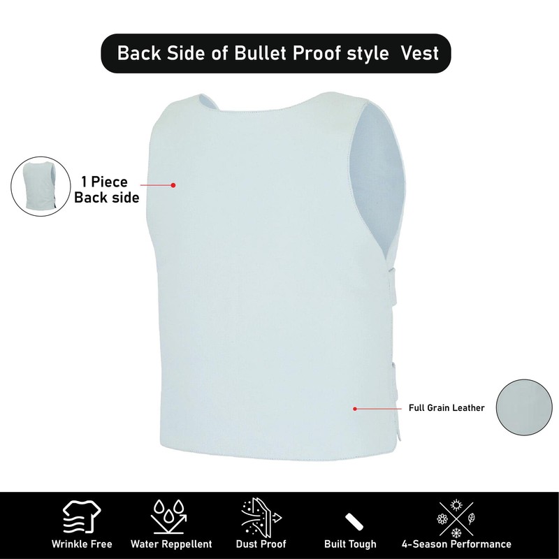 White Women Bullet Proof style Leather Motorcycle Vest for bikers