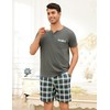 Bresdk Men's Short Cotton Pyjamas with 2 Buttons Checked Summer