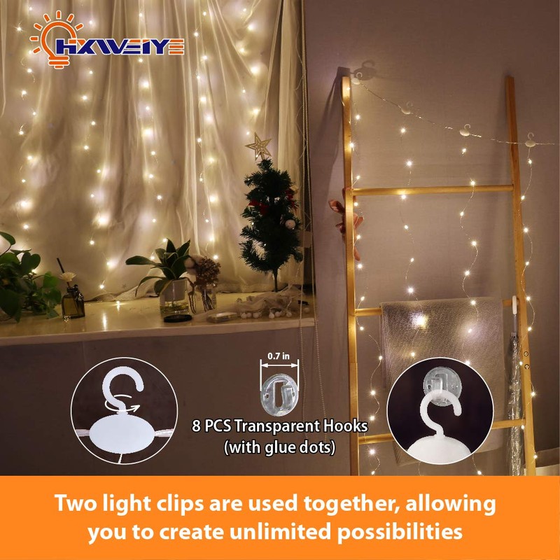 HXWEIYE Short Curtain Lights for Small Window, 3.3x5Ft USB Plug