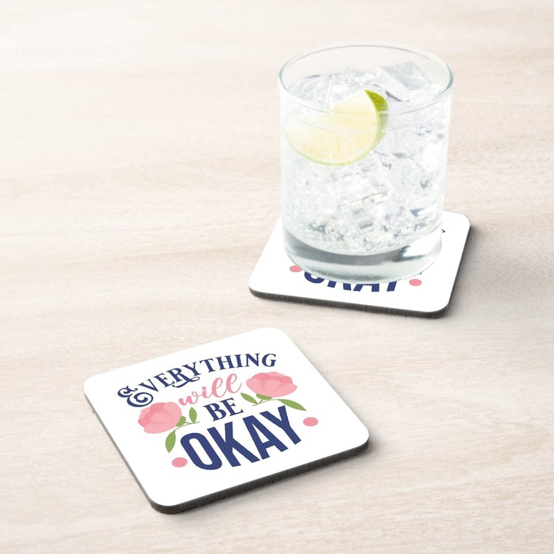 Untersetzer aus Kork – Everything Will be Okay Typographie Botschaft