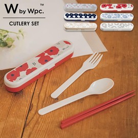[2024] Wpc. Patterns Cutlery Set, Flowers and Birds Blue, Chopsticks, Fork Spoon, 3-piece Set, Women's, Lunch Box, Stylish, Cute, New Life, Women, Working Students, Commuting to Work, School,