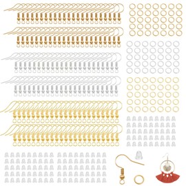 Gzcnsel 900Pcs Earring Hooks Fish Hook Ear Wires, Plated Ball Dot Design for DIY Jewelry, Hypoallergenic, Dark/Light Gold & Silver, Ideal for Earrings, Crafts, and Jewelry Making Supplies