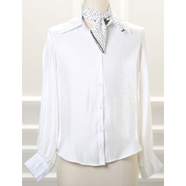 Allegra K Scarf, Neckerchief, Hair Ornament, Polka Dot, Bow, Scarf, Silk-like, Small, Women's, white