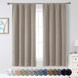 WelvetBLK - Cortinas opacas de piedra para recámara, sala de estar de 63 pulgadas de largo, juego de 2 paneles suaves y sólidas, para oscurecer la habitación, tratamiento térmico de ventana, con
