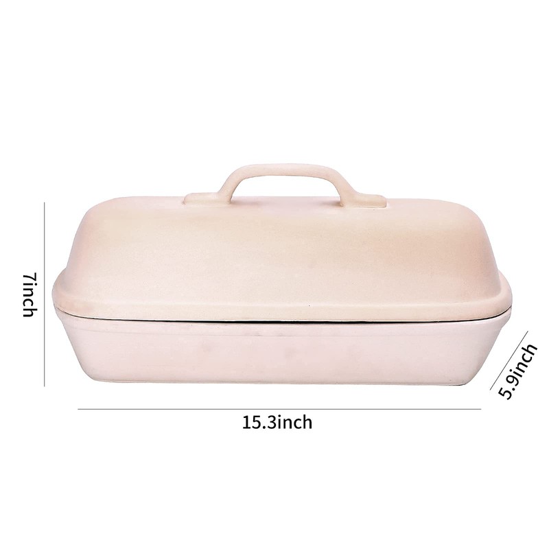 Goodview Household Superstone Covered Baker,Unglazed stoneware bakeware,Square Bread Porcelain Baking