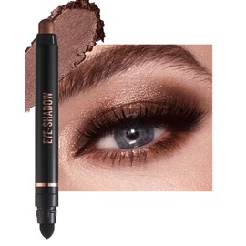 Bastone per ombretto con glitter marrone scuro, girevole, cremoso, effetto seta, impermeabile, a lunga durata, per ombretto Crayon con smudger, altamente pigmentato, trucco per occhi senza rughe. -D09