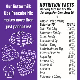 Ninong's Dessert Lab Ube Pancake Mix, Ube Flavored Buttermilk Pancake Mix with Real Ube, Makes Ube Cakes, Waffles, Crepes and more, Just Add Water (2 Pounds)