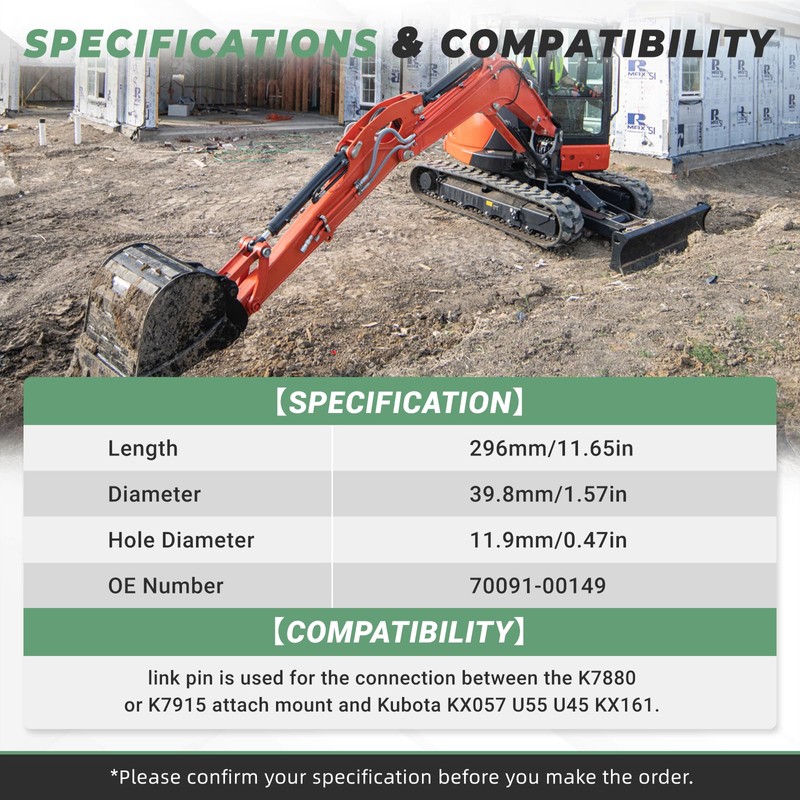 VORGENS Quick Attach Locking Pin, Fit for KUBOTA Excavators KX057