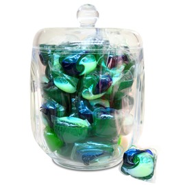 Skywin Glass Laundry Pod Container Jar with Lid - Laundry Pod Storage Container for Laundry Room Organization Laundry & Dishwasher Pod Laundry Container (Clear) (Acrylic Jar With Lid)