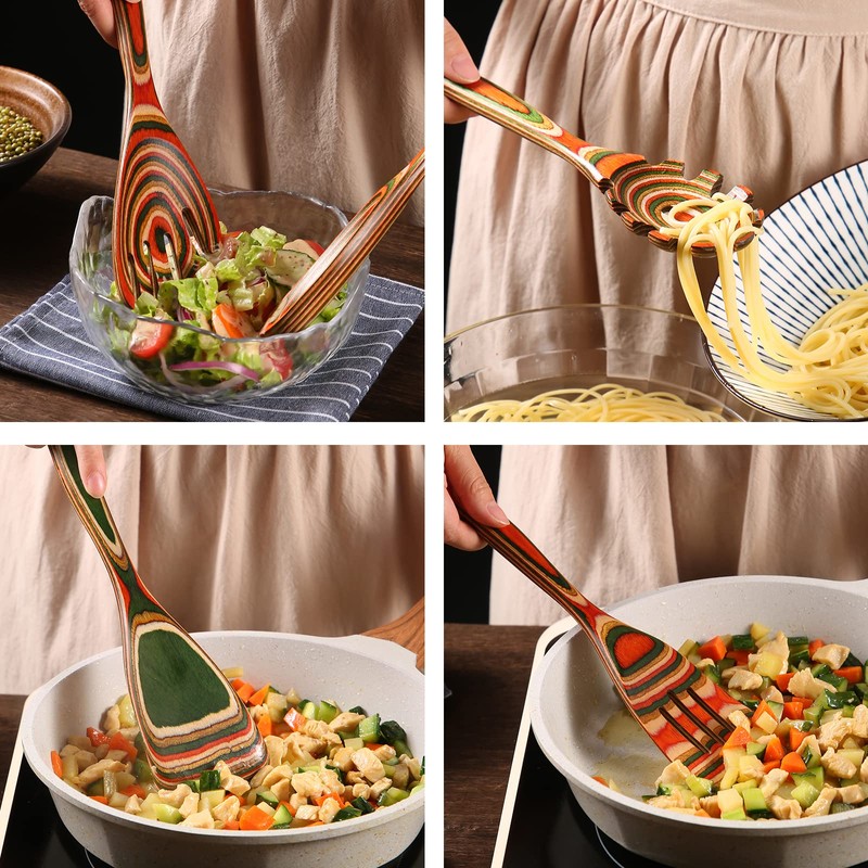 Kitchen Utensils Set for Cooking, NAYAHOSE 7 Pcs Pakkawood Wooden