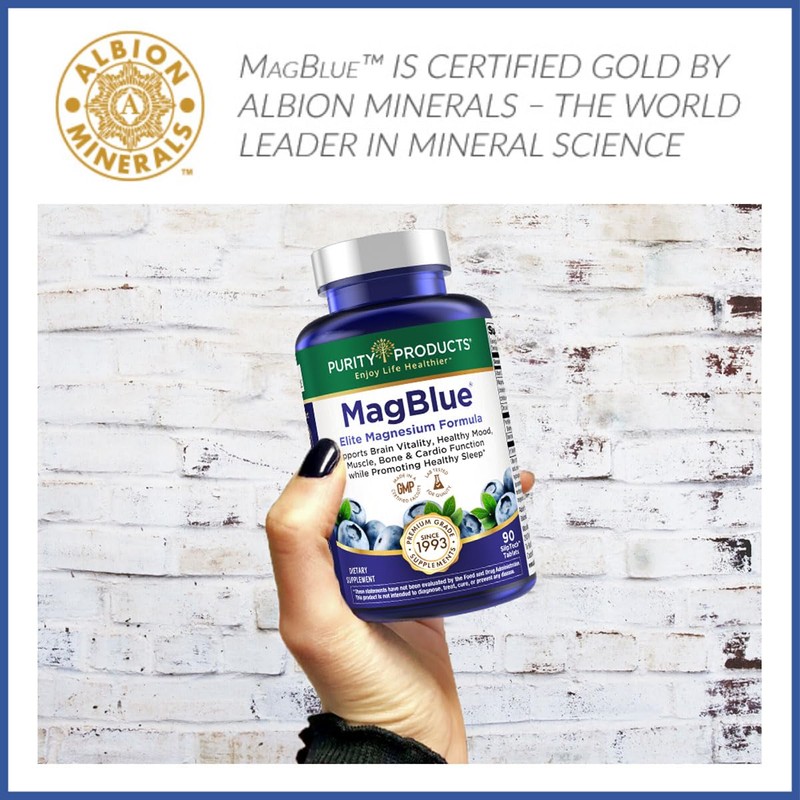 Purity Products MagBlue - Magnesium Bisglycinate Buffered & More -