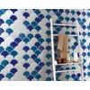 Tenedos Marbella Azul and Bianco Scallop Fishscale Textured Porcelain and