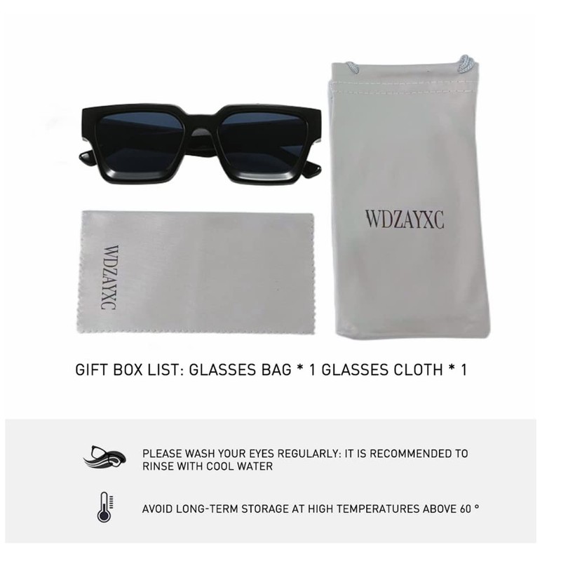 WDZAYXC Vintage Rectangular Sunglasses for Women Men Chunky Rectangle Sunglasses